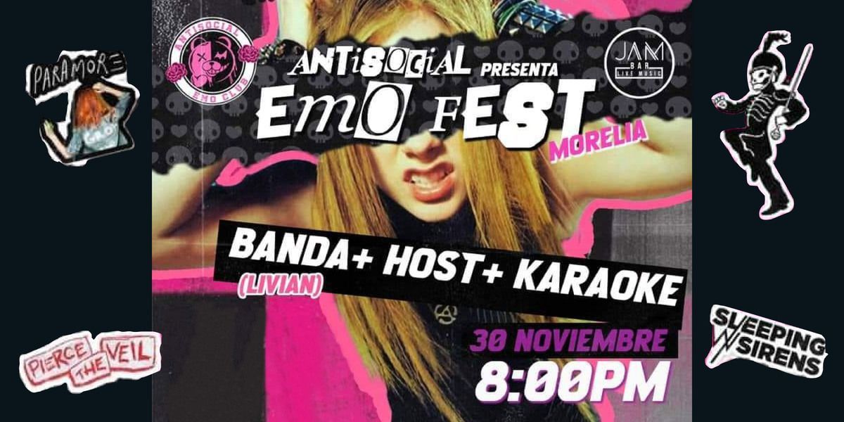 Imagen de portada para el evento: The Antisocials presenta: Emo fest Morelia 