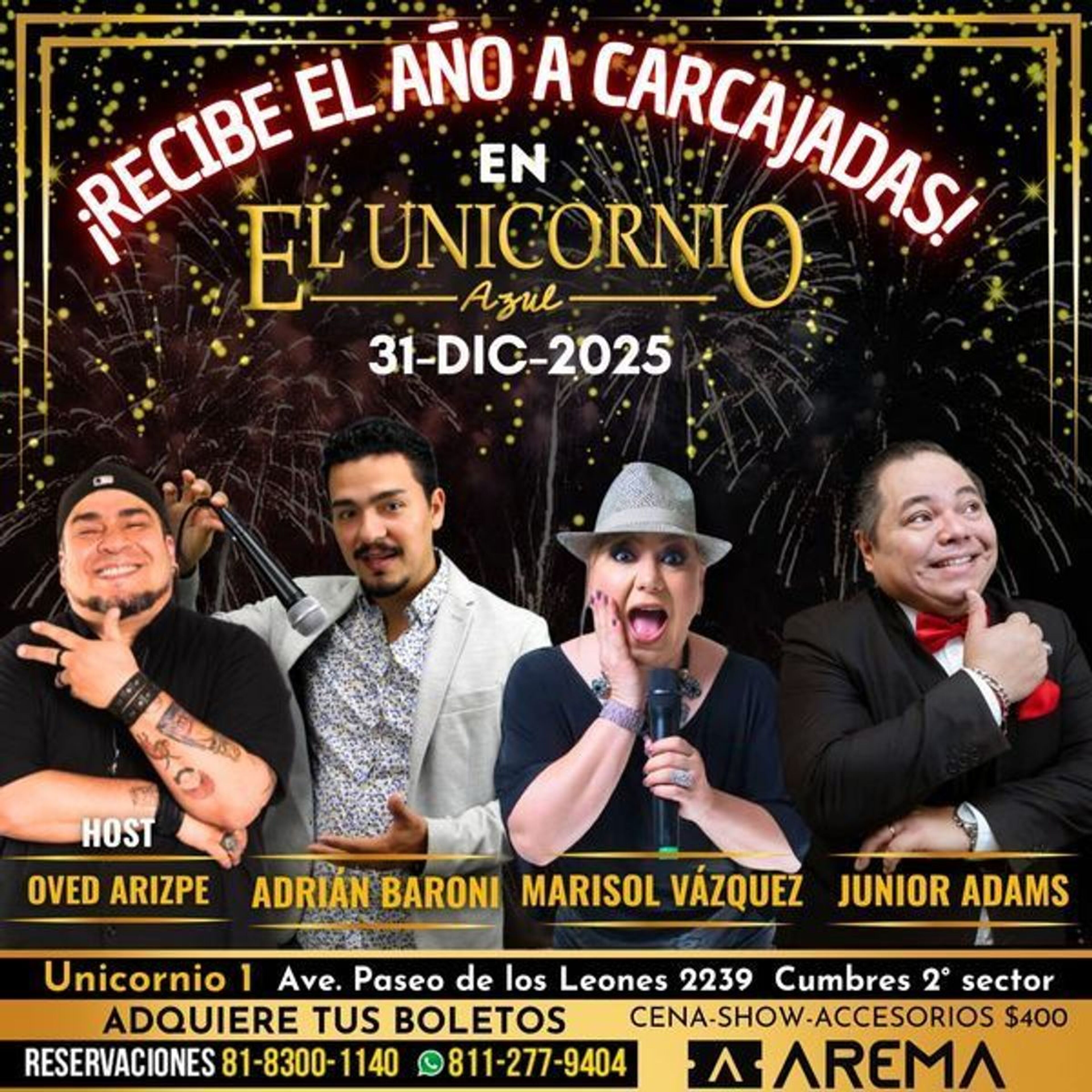 Recibe el Año a Carcajadas en el Unicornio Azul 1