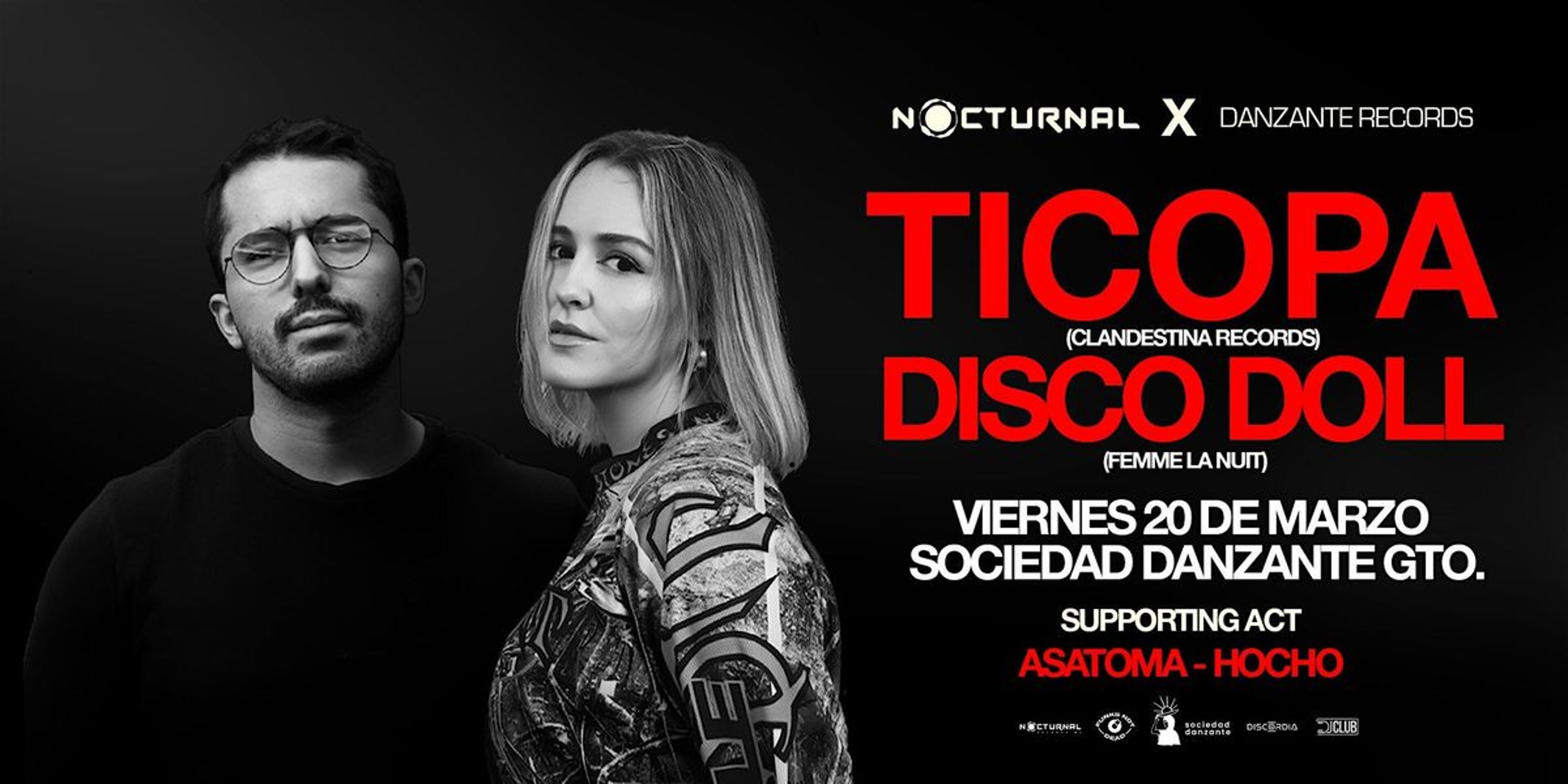Imagen de portada para el evento: Nocturnal x Danzante Records | Ticopa & Disco Doll