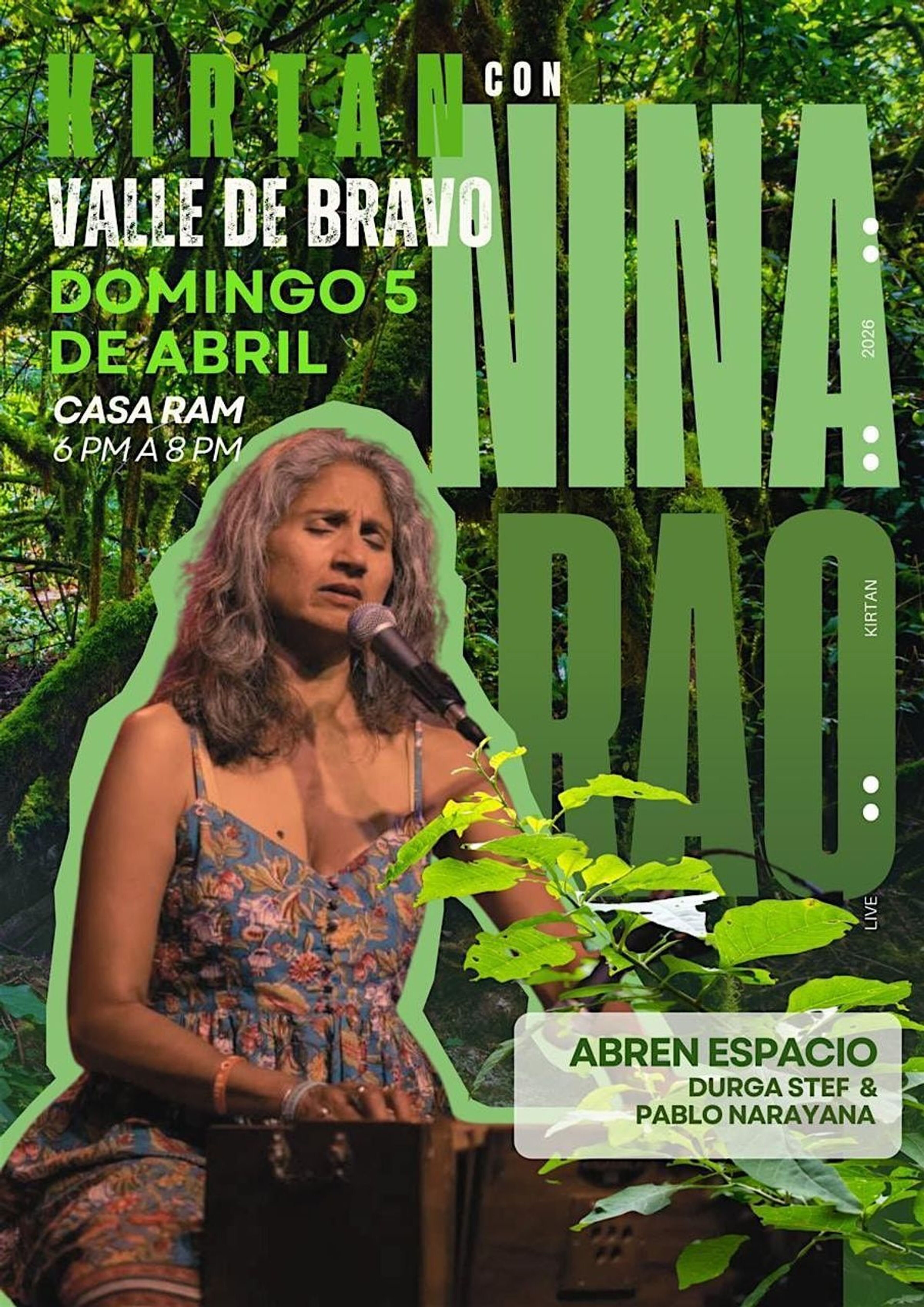 Imagen de portada para el evento: KIRTAN CON NINA RAO EN VALLE DE BRAVO